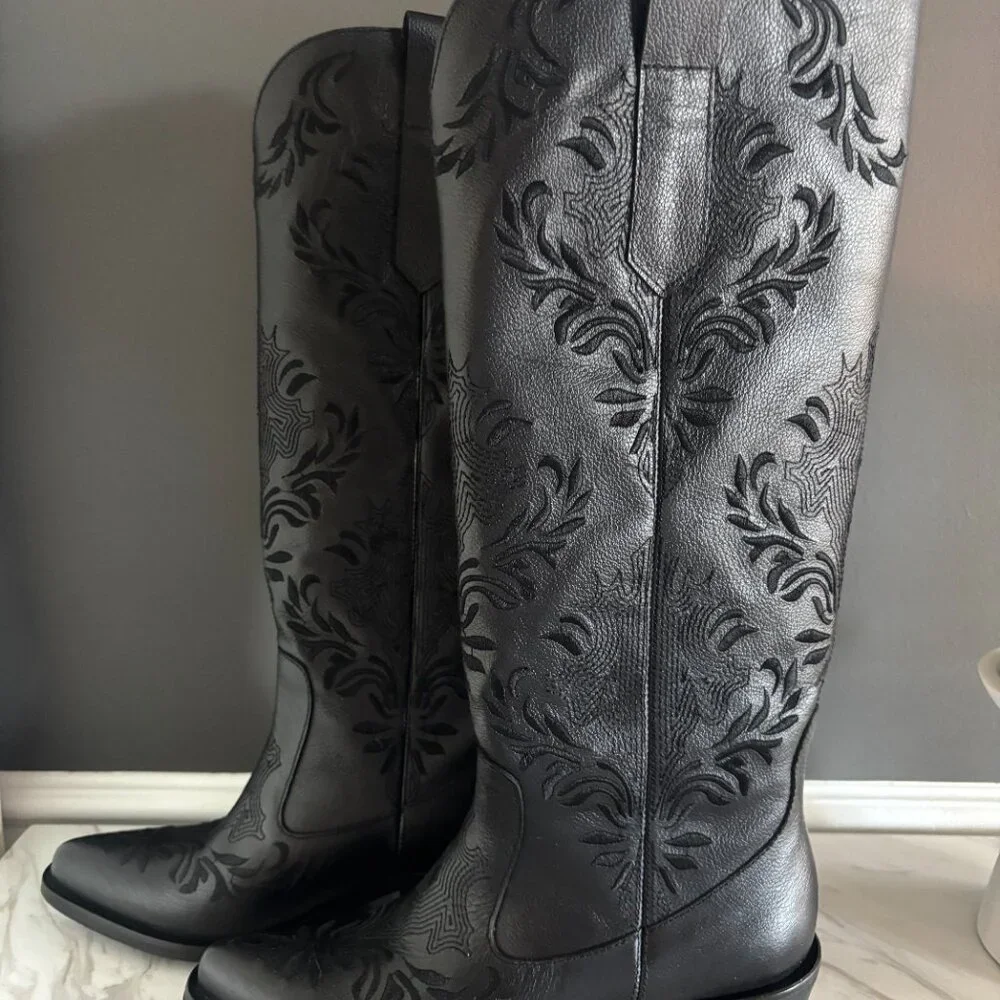 New In Box  STIVALI Jolene cowboy boots black leather Size 5 US / 36 EU - Picture 5 of 5